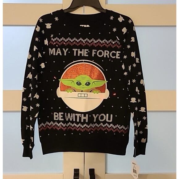 Star Wars May The Force Be With You Ugly Christmas Sweater Light Up Womens Small - Picture 1 of 4